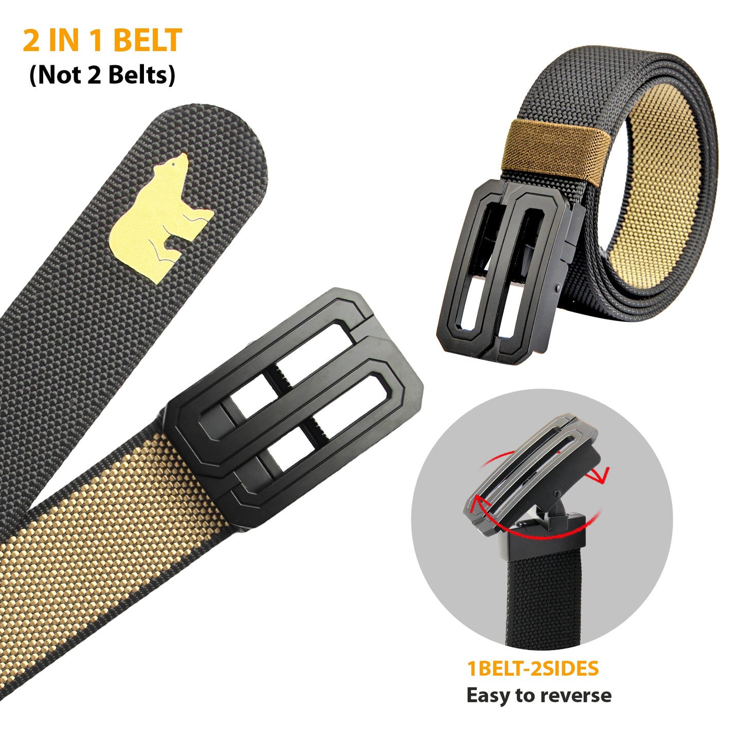 Jack Nicklaus Reversible Golf Belt for Men | Adjustable Polyester Belt with Metal Buckle