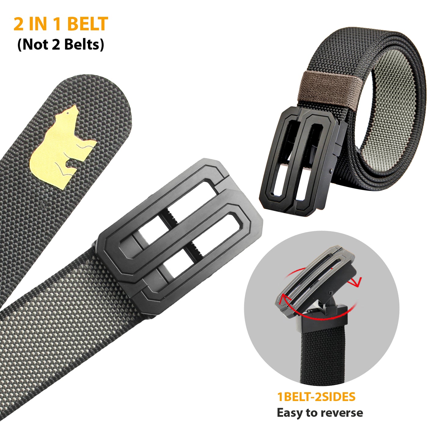 Jack Nicklaus Reversible Golf Belt for Men | Adjustable Polyester Belt with Metal Buckle