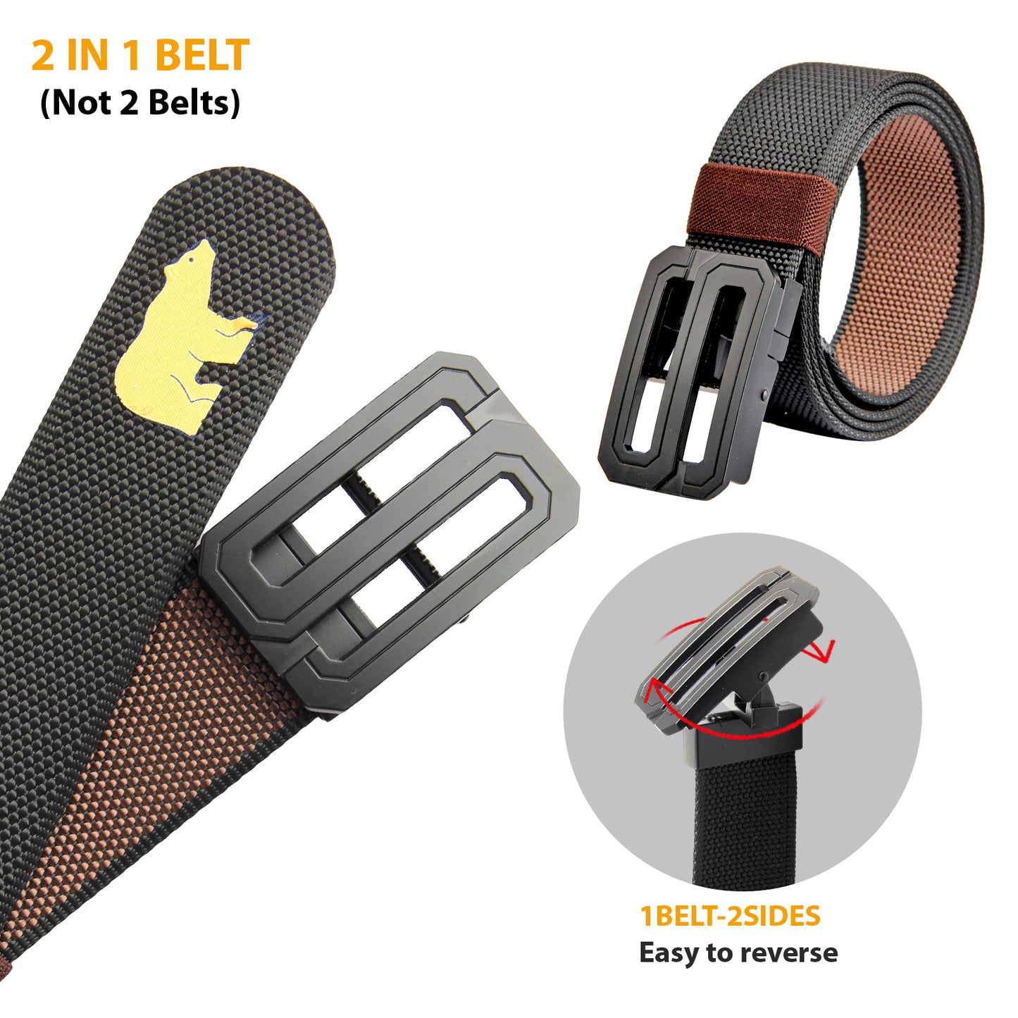 Jack Nicklaus Reversible Golf Belt for Men | Adjustable Polyester Belt with Metal Buckle